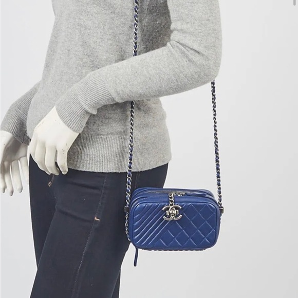 Authentic Chanel Coco Boy Camera Bag Mini Blue - Picture 8 of 10